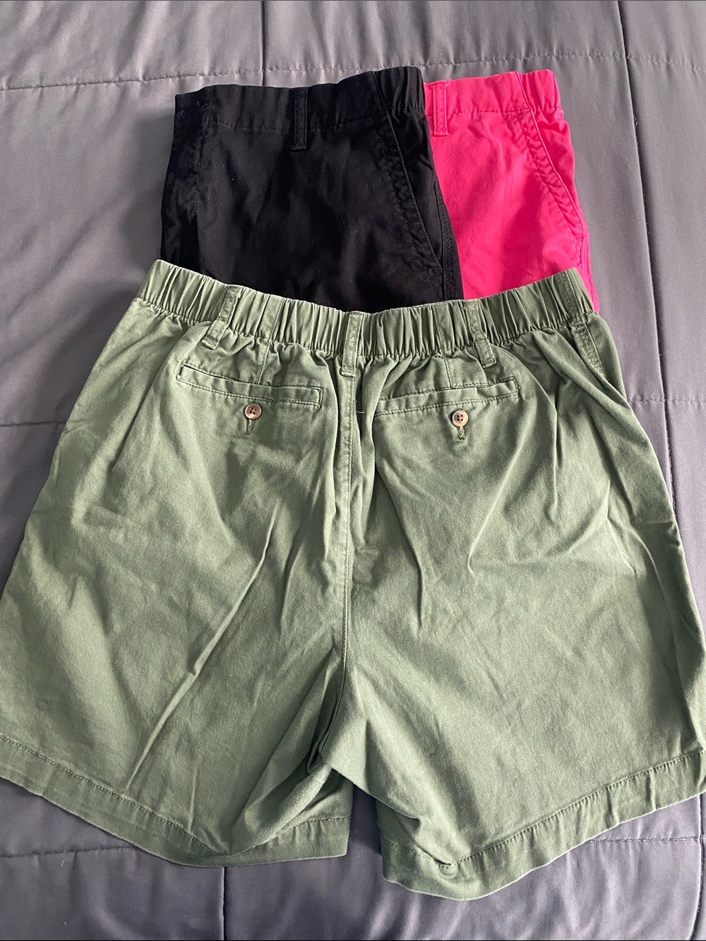 Three Old Navy Casual Shorts in Sage, Black & Hot Pink - Picture 3 of 4